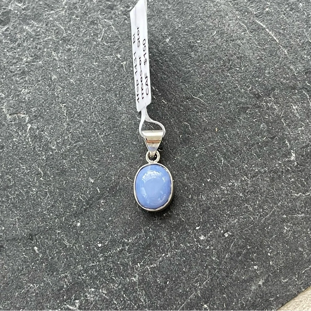 Elegant Sterling Silver 925 Blue Star Sapphire Pendant - Picture 5 of 11